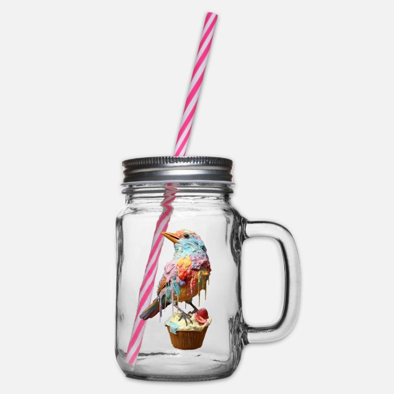Oiseau crème glacée sur cupcake - Bocal à boisson - transparent