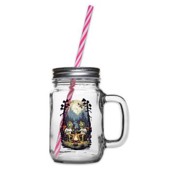 Zombies Lagerfeuer Halloween Cartoon Kinder Design - Henkelglas mit Schraubdeckel - Klar - Rechts