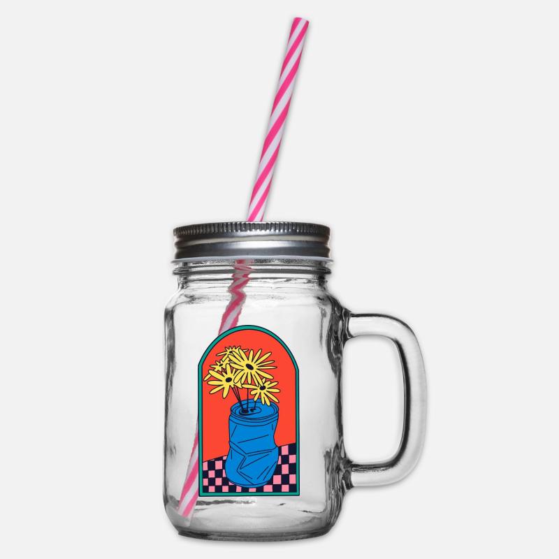 Fleurs en boîte broyée - Bocal à boisson - transparent
