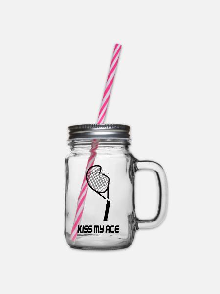 Kiss My Ace – Lustiges Tennis Design - Henkelglas mit Schraubdeckel - Klar