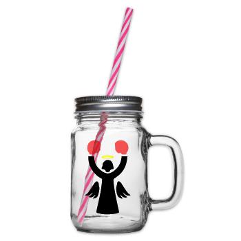 Boxer Angel Pictogram Funny - Glass jar with handle and screw cap - clear - Right