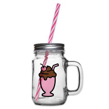 Milchshake Eiscreme Icon - Glass jar with handle and screw cap - clear - Right
