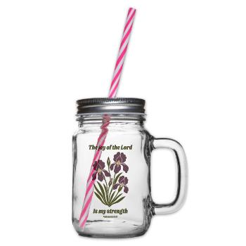 Die Freude des Herrn – Iris-Blumendesign - Henkelglas mit Schraubdeckel - Klar - Rechts