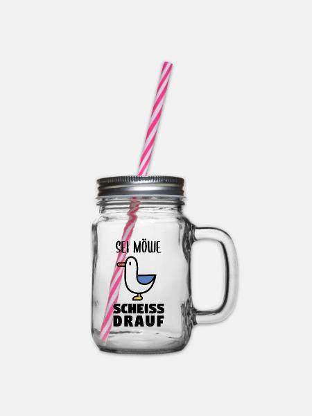Sei Möwe scheiss drauf - Henkelglas mit Schraubdeckel - Klar