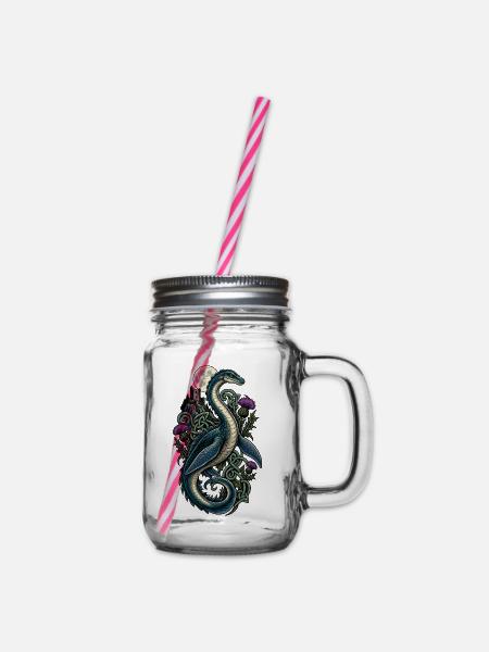 Keltischer Monddrachenserpent - Henkelglas mit Schraubdeckel - Klar
