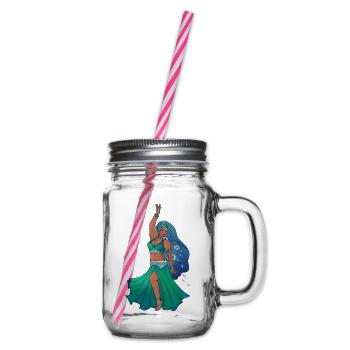 Aqua Meerjungfrauen-Bauchtanz - Henkelglas mit Schraubdeckel - Klar - Rechts