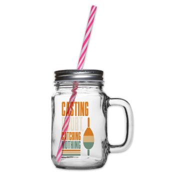 Angeln – Casting Doubt, Catching Nothing - Henkelglas mit Schraubdeckel - Klar - Rechts