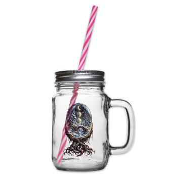 Mondphasen-Wurzel in magischer Schneekugel - Henkelglas mit Schraubdeckel - Klar - Rechts