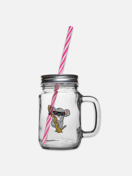 Koala mit Brille - Henkelglas mit Schraubdeckel - Klar