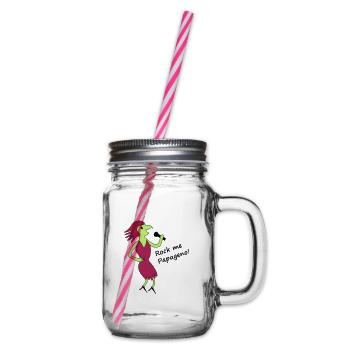 Papagena - in your desired colours - Glass jar with handle and screw cap - clear - Right