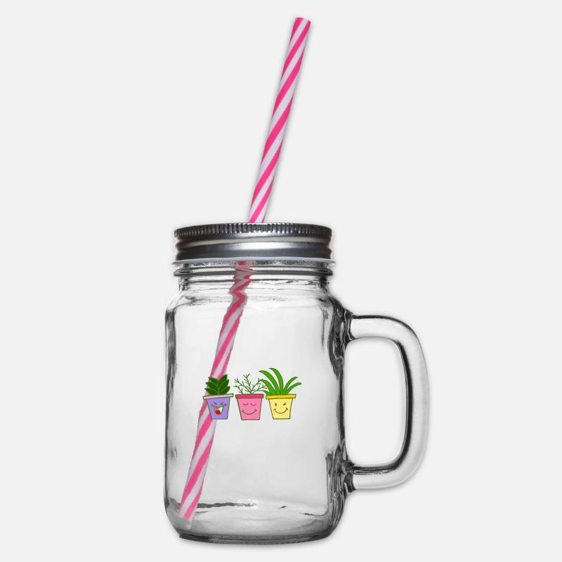 Funny plants - Glass jar with handle and screw cap - clear