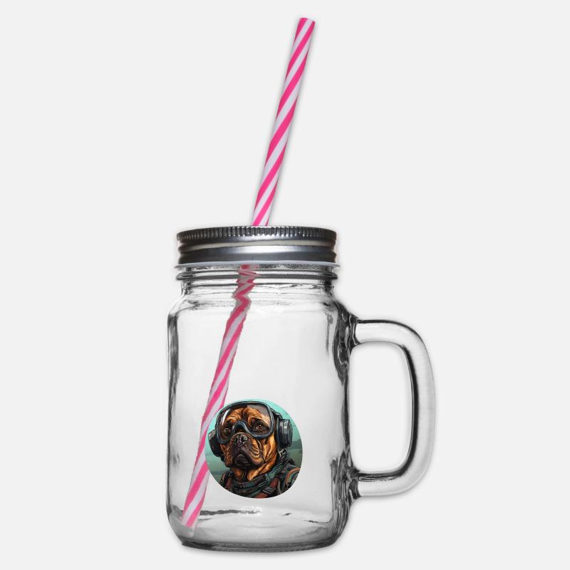 Mops Pilot - Henkelglas mit Schraubdeckel - Klar
