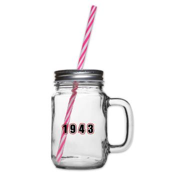 1943 year birthday - Glass jar with handle and screw cap - clear - Right