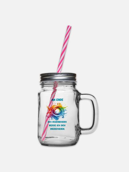 Wiedersehen am Regenbogen - Henkelglas mit Schraubdeckel - Klar