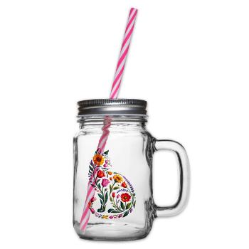Silhouette Chat Floral Femmes - Bocal à boisson - transparent - Droite