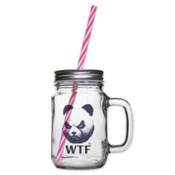 Angry Panda WTF - Glass jar with handle and screw cap - clear - Right