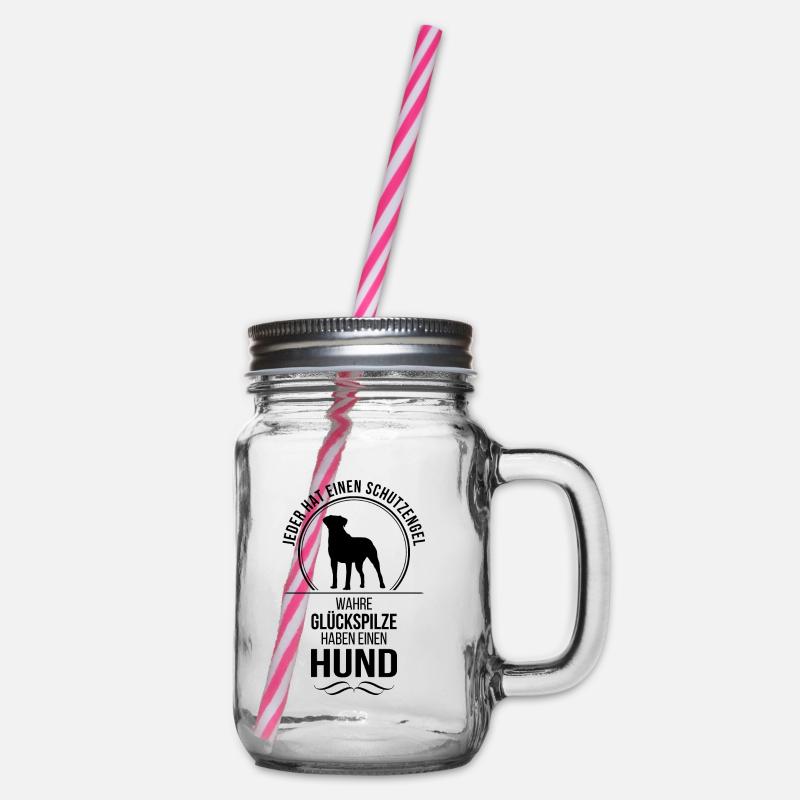 Hund Schutzengel Hundespruch Hunde Spruch Wilsigns - Henkelglas mit Schraubdeckel - Klar