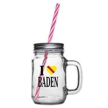 I love Baden - Henkelglas mit Schraubdeckel - Klar - Rechts
