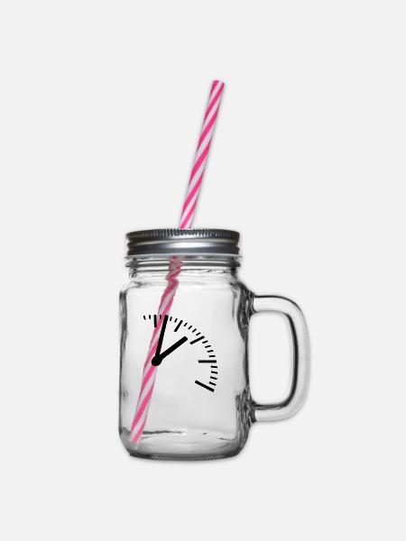 Zeit, Uhr - Henkelglas mit Schraubdeckel - Klar