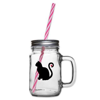 katze schwarz herz - Henkelglas mit Schraubdeckel - Klar - Rechts
