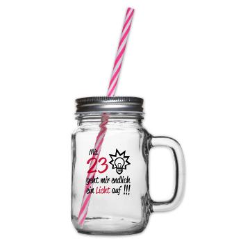 geburtstag_23 - Glass jar with handle and screw cap - clear - Right
