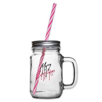 drop graffiti design cool have a merry christma - Glass jar with handle and screw cap - clear - Right