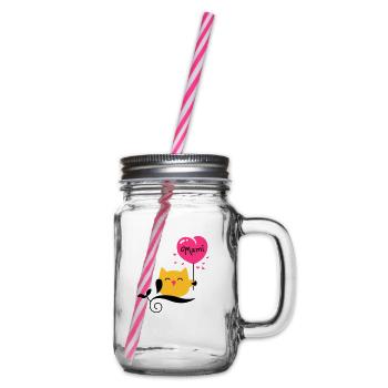 eule - owl - uhu - kauz - Mami - Mutti - 3C - Henkelglas mit Schraubdeckel - Klar - Rechts
