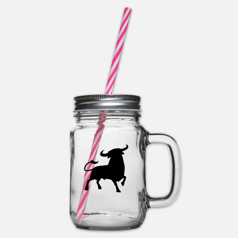 kampfstier andalusien spanischer baskischer stier - Henkelglas mit Schraubdeckel - Klar