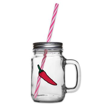 Chili-Pfeffer-Zeichnung, Gemüse, Paprika - Henkelglas mit Schraubdeckel - Klar - Rechts