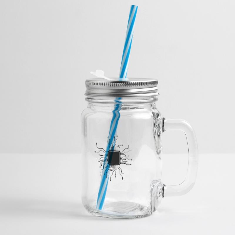 processor cpu wires wire cabling computer Glass jar with handle and screw cap