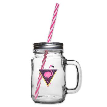 Tropical Flamingo Triangle | 80s Style - Henkelglas mit Schraubdeckel - Klar - Rechts
