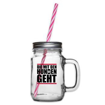 mit den hunden geht - Henkelglas mit Schraubdeckel - Klar - Rechts