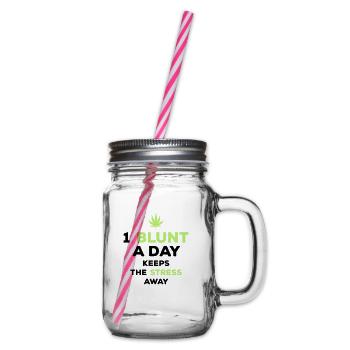 blunt day stress away - Henkelglas mit Schraubdeckel - Klar - Rechts