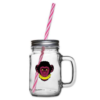 monkey smile banana smile - Glass jar with handle and screw cap - clear - Right