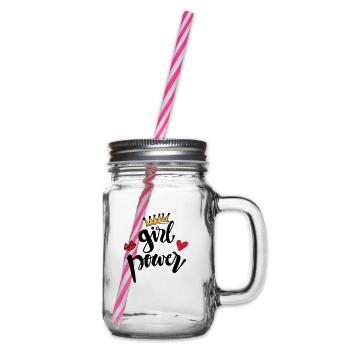 Girl Power - Glass jar with handle and screw cap - clear - Right