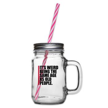 being old people age - Glass jar with handle and screw cap - clear - Right