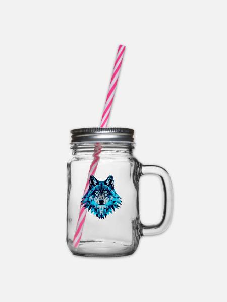 Nachtwolf - Henkelglas mit Schraubdeckel - Klar