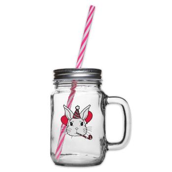 Birthday Child Rabbit Tröte Party Hat - Glass jar with handle and screw cap - clear - Right