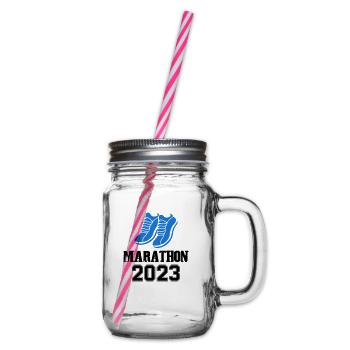 Marathon 2023 - Glass jar with handle and screw cap - clear - Right