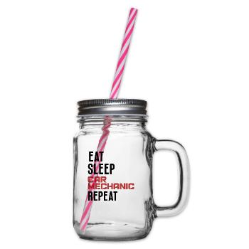 Eat sleep car mechanic repeat original gift garage - Bocal à boisson - transparent - Droite