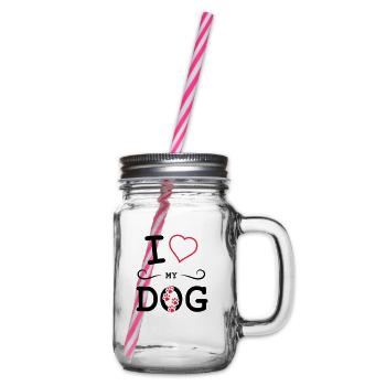 i love my dog - Henkelglas mit Schraubdeckel - Klar - Rechts