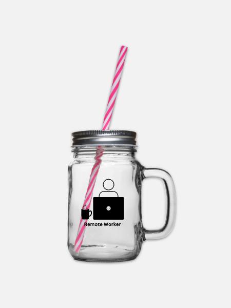 Remote Worker Design - Henkelglas mit Schraubdeckel - Klar