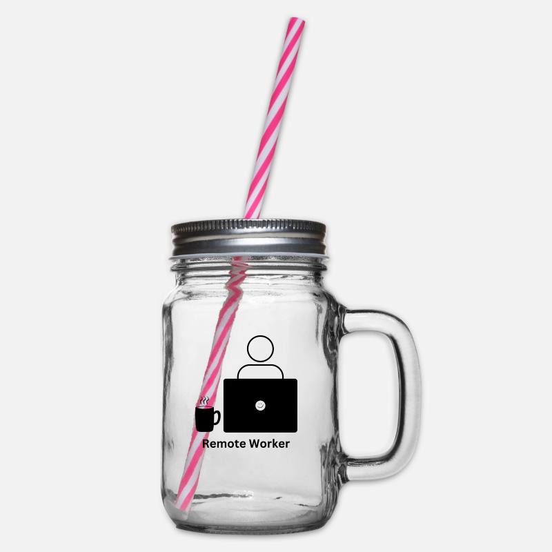 Remote Worker Design - Henkelglas mit Schraubdeckel - Klar