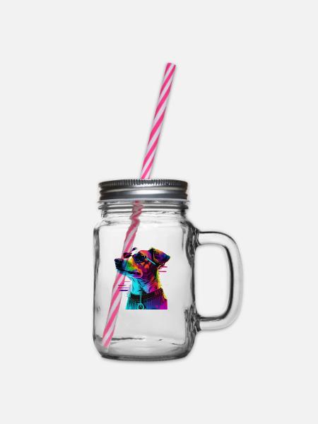 Jack russell Terrier Geschenk - Henkelglas mit Schraubdeckel - Klar