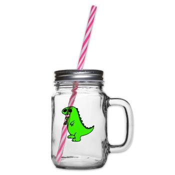 cool dino - Glass jar with handle and screw cap - clear - Right