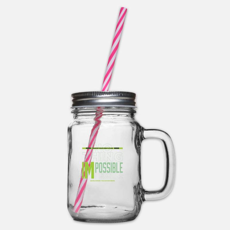 NOTHING IMPOSSIBLE - Glass jar with handle and screw cap - clear