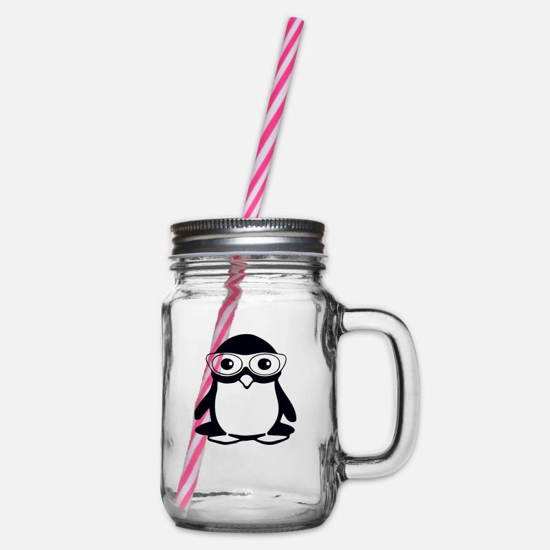 Pingouin avec lunettes, illustration vectorielle - Bocal à boisson - transparent