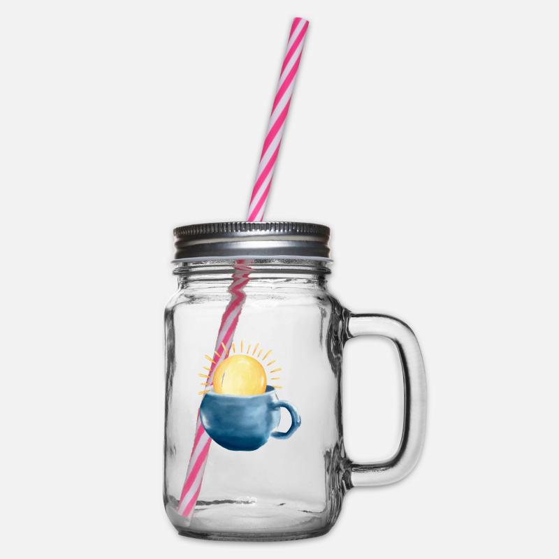 Sun in the cup - Glass jar with handle and screw cap - clear