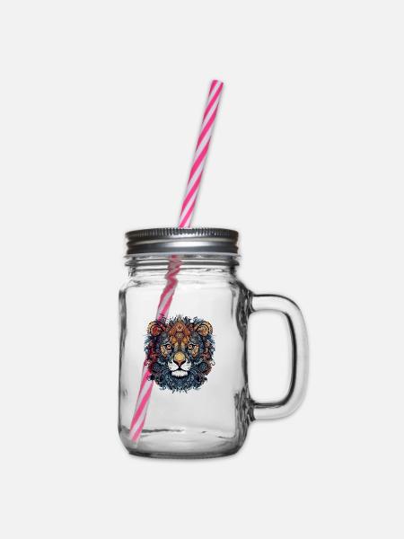 Lou, die Löwin - Henkelglas mit Schraubdeckel - Klar