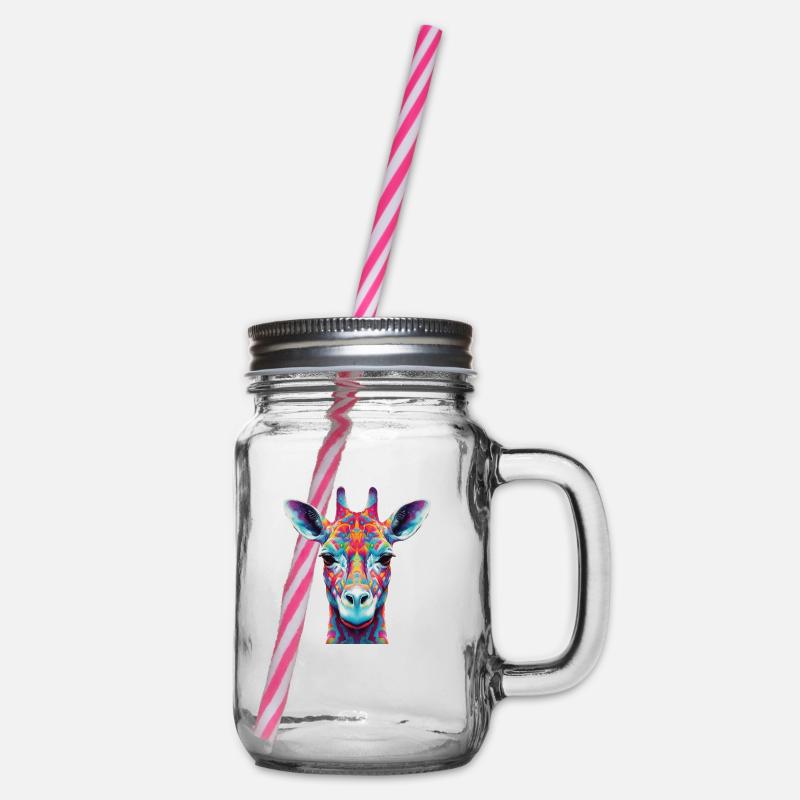 Psychedelische Giraffe - Henkelglas mit Schraubdeckel - Klar